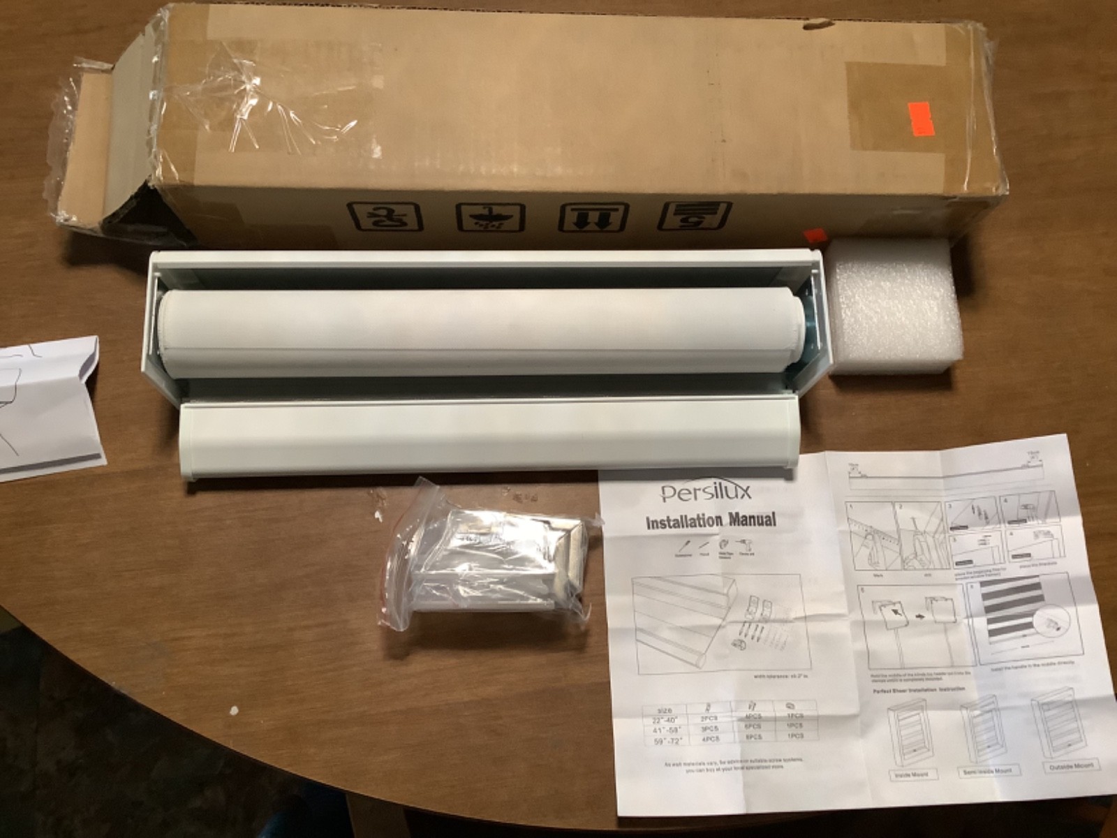 Persilux Cordless Zebra Blinds for Windows 15″ X 47″ WHITE NEW IN BOX