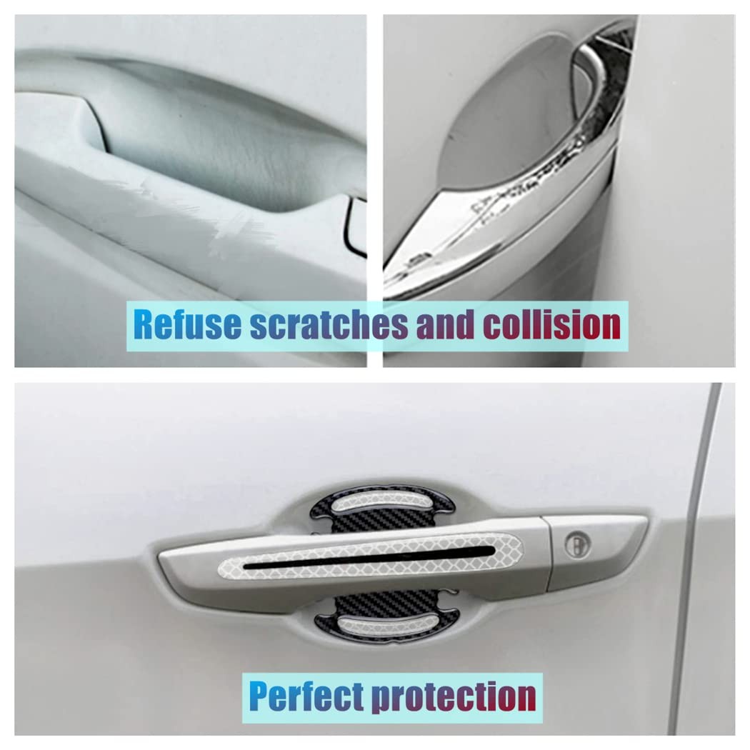8pcs Universal 3D Carbon Fiber Texture car Door Handle Door Bowl Paint Scratc…