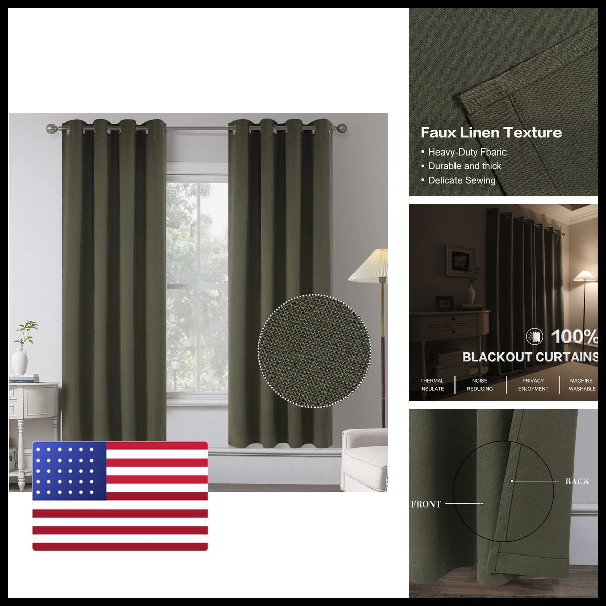 Keqiaosuocai Country Style Thermal Insulated Room Darkening 100 Sun Blocking