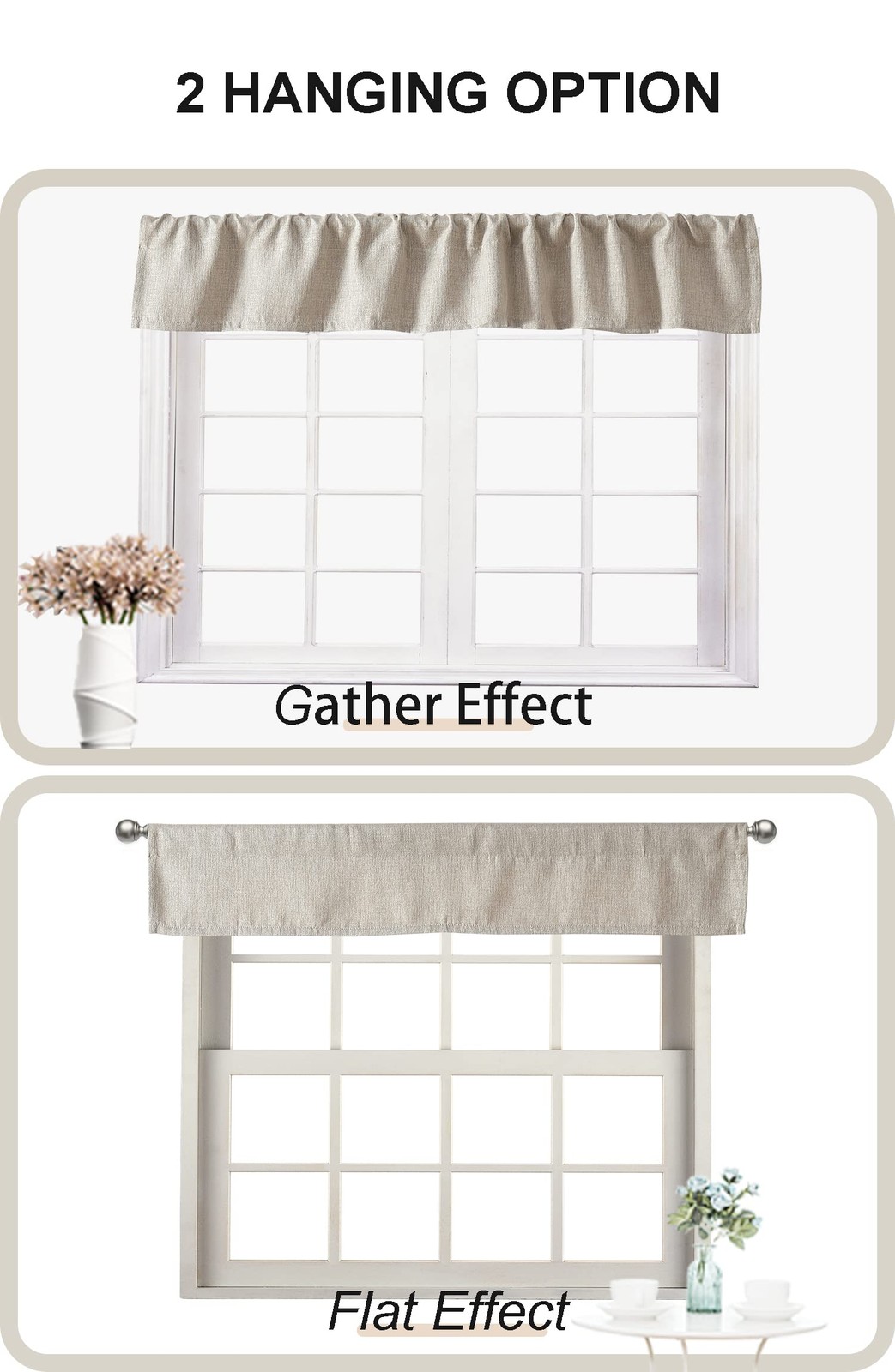2 PC Valance for Window 10 Inch Length,Kitchen Window Valances Light Blocking…