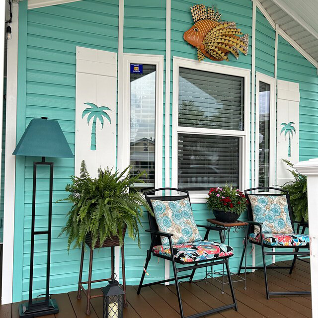 Beach House Shutter, PVC Exterior Shutter with palm tree, Sold Individually