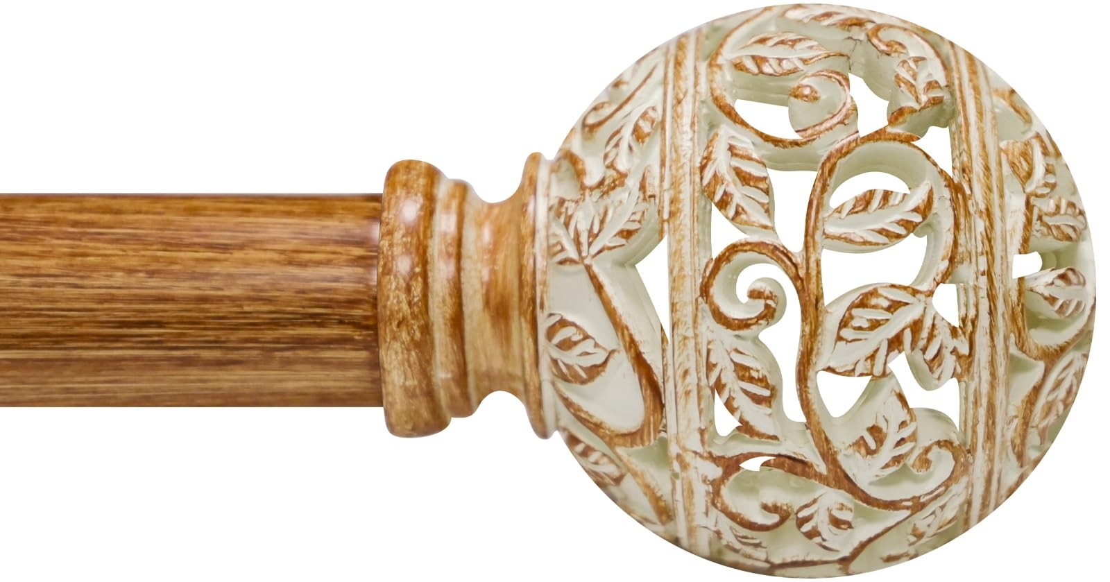 Boho Wood Curtain Rods For Windows 28 to 48 Inches 1 Inch Heavy Duty Adjustable