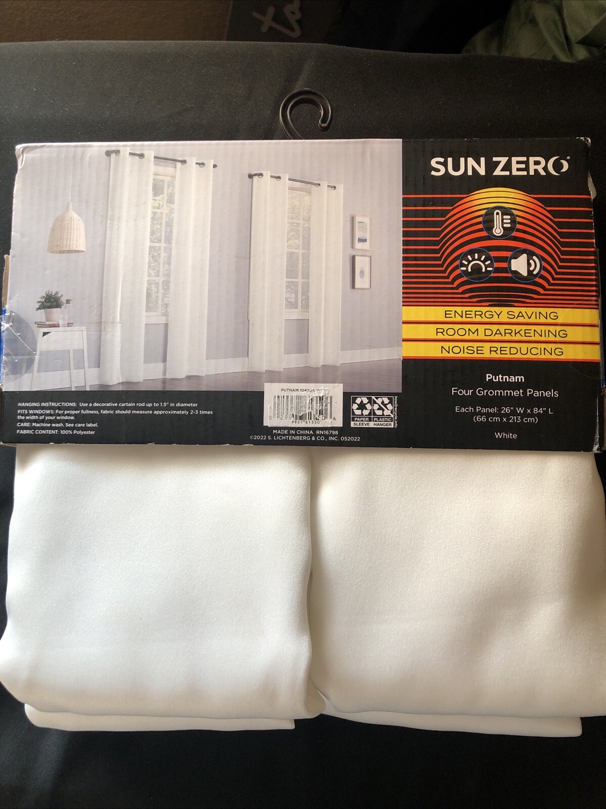 NWT Sun Zero Energy Saving 4 White Panel Curtains 26″x84″ each