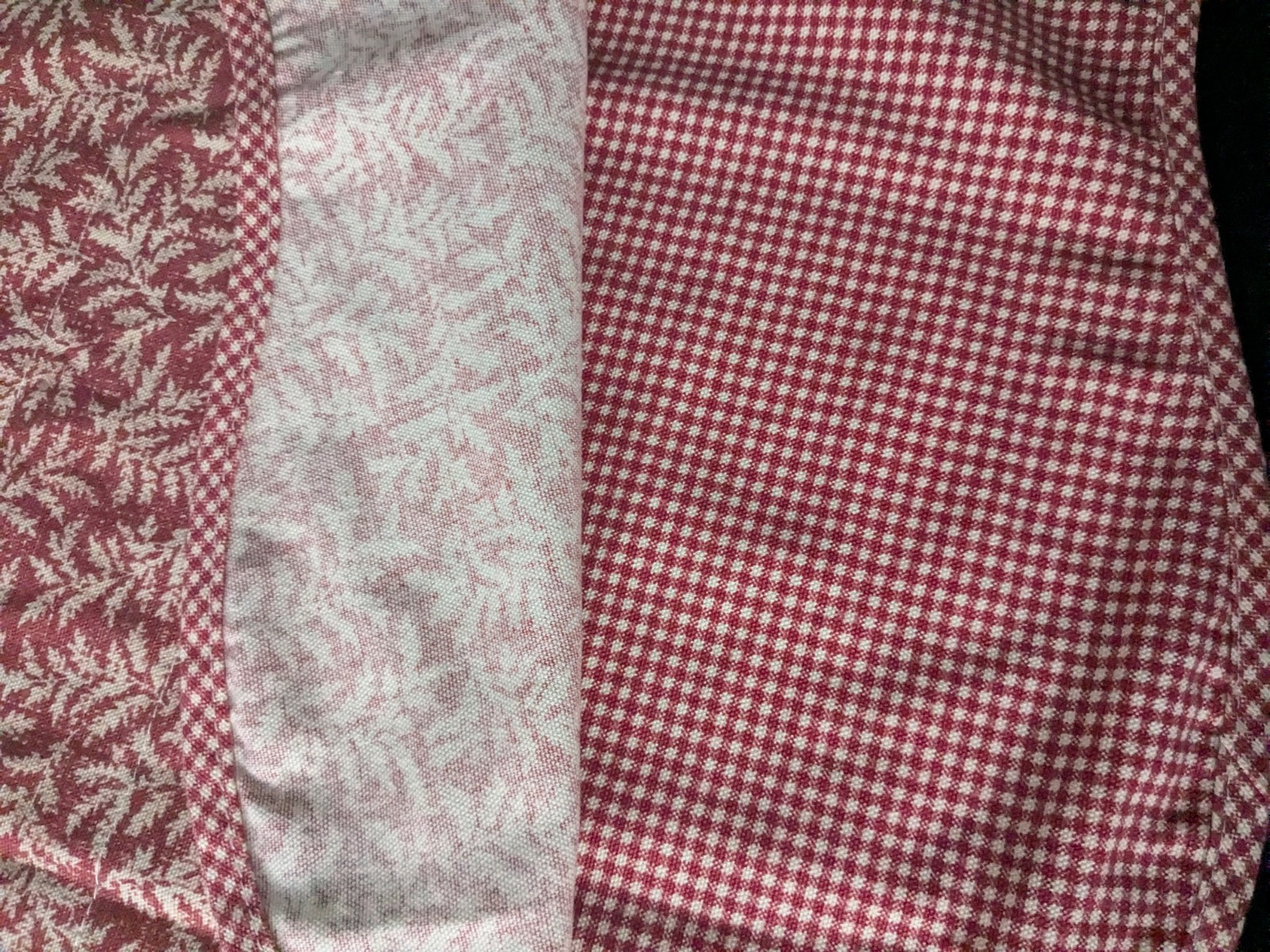 Waverly Red Fernwood & Gingham Check Valance Scalloped Edge 15.5×76″ #3