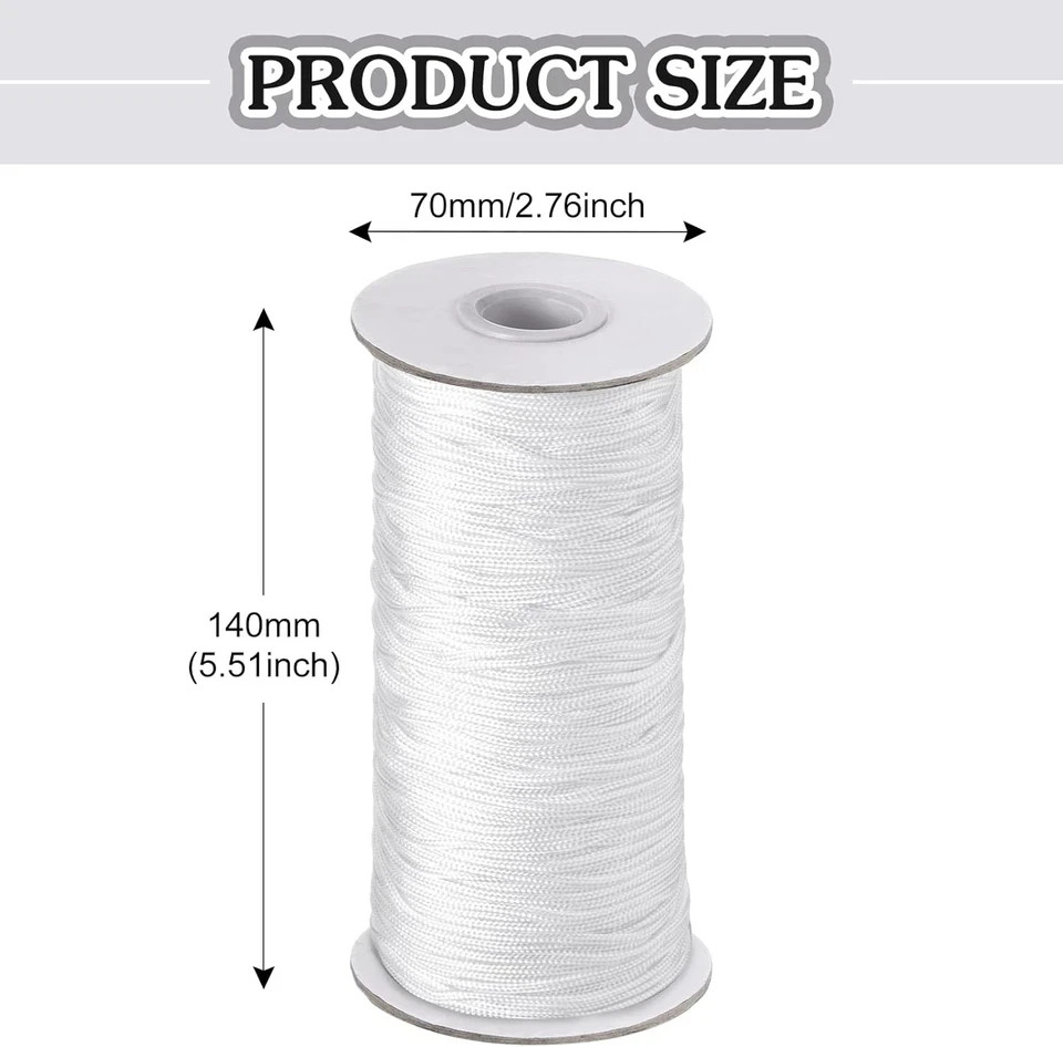 Windyun 109.36 Yards Roman Blind Cord 1.8 Mm Braided Lift Shade String and 12 Pi
