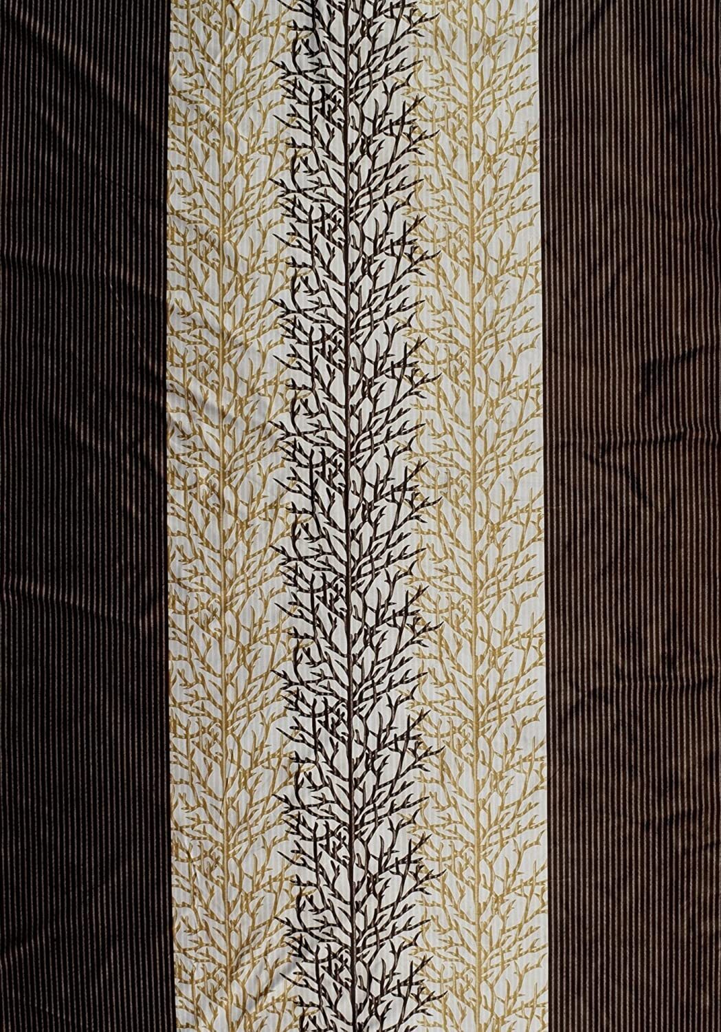 Abstract 2 Piece Eyelet Polyester Window Curtain Set 7ft Brown C1