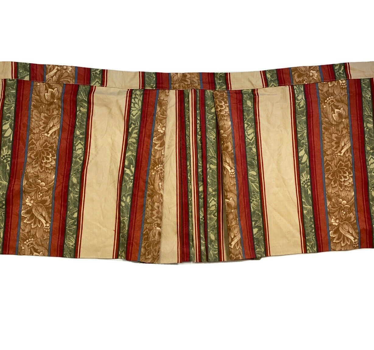 3 Custom Made Luxury Valances Window Treatments Curtains Red Green Stripe Design