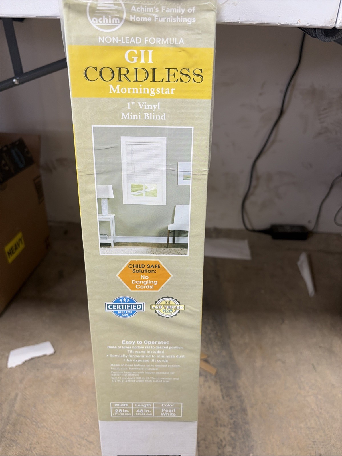 gii cordless 1″ mini blind 28 x 48 pearl white