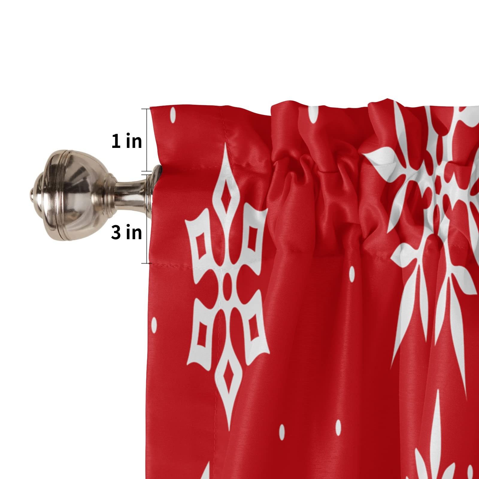Christmas Window Curtain Valance for Kitchen Bedroom, Snowflakes Printed Red …
