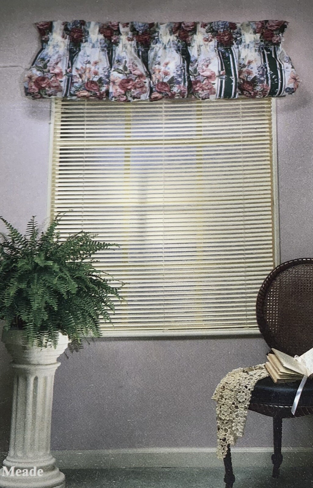Vintage Blouson Valance Green Stripe & Pink Floral 86″ x 15″ NOS Usa Made