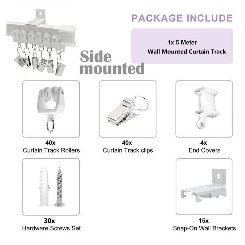 Flexible Ceiling Curtain Track Rail Window Rod Pole Mount System Home Curtain