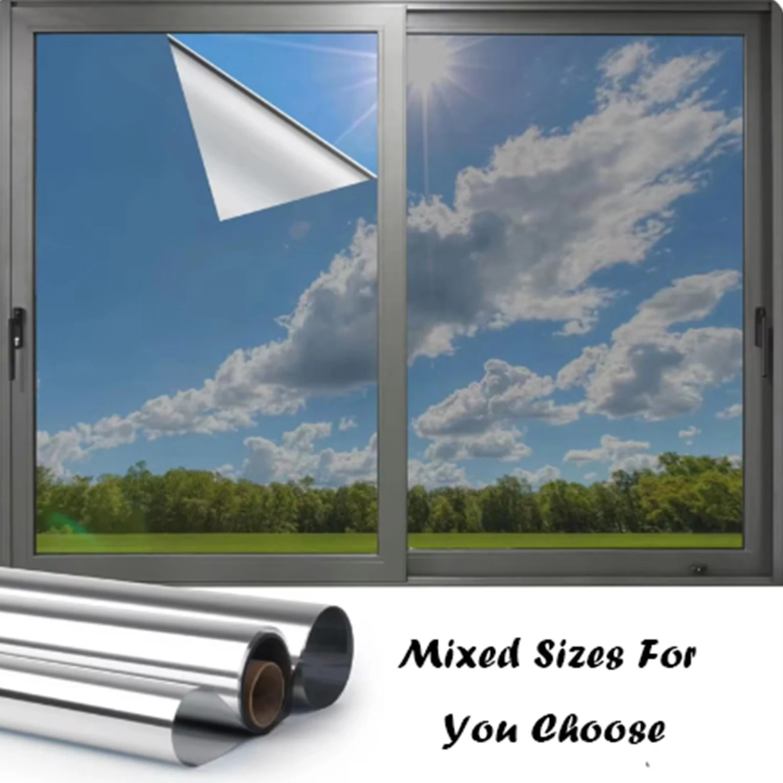 Window Privacy Film One Way Daytime Privacy Self-adhesive Vinyl Sun Blocking
