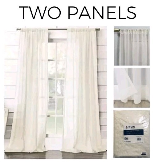 x2 Lichtenberg No. 918 Off White Curtain Panel 50×108 Lou Cream Solid Sheer NEW