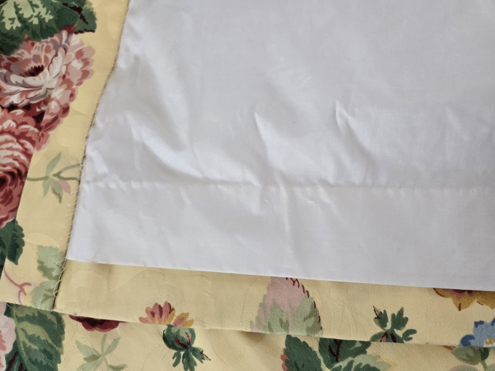 2 Custom English Country Cottage Rose Yellow Multi Pinch Pleat Drapes W30xL86