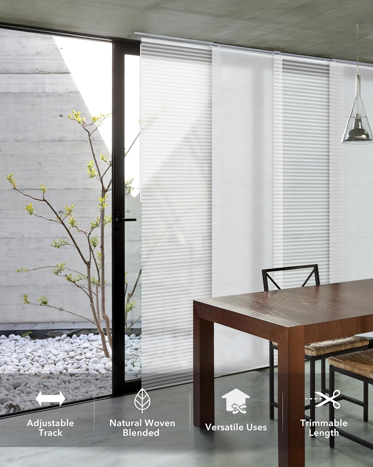 Adjustable Sliding Panel Hanging Room Dividers, Vertical Blind for Windows Do…