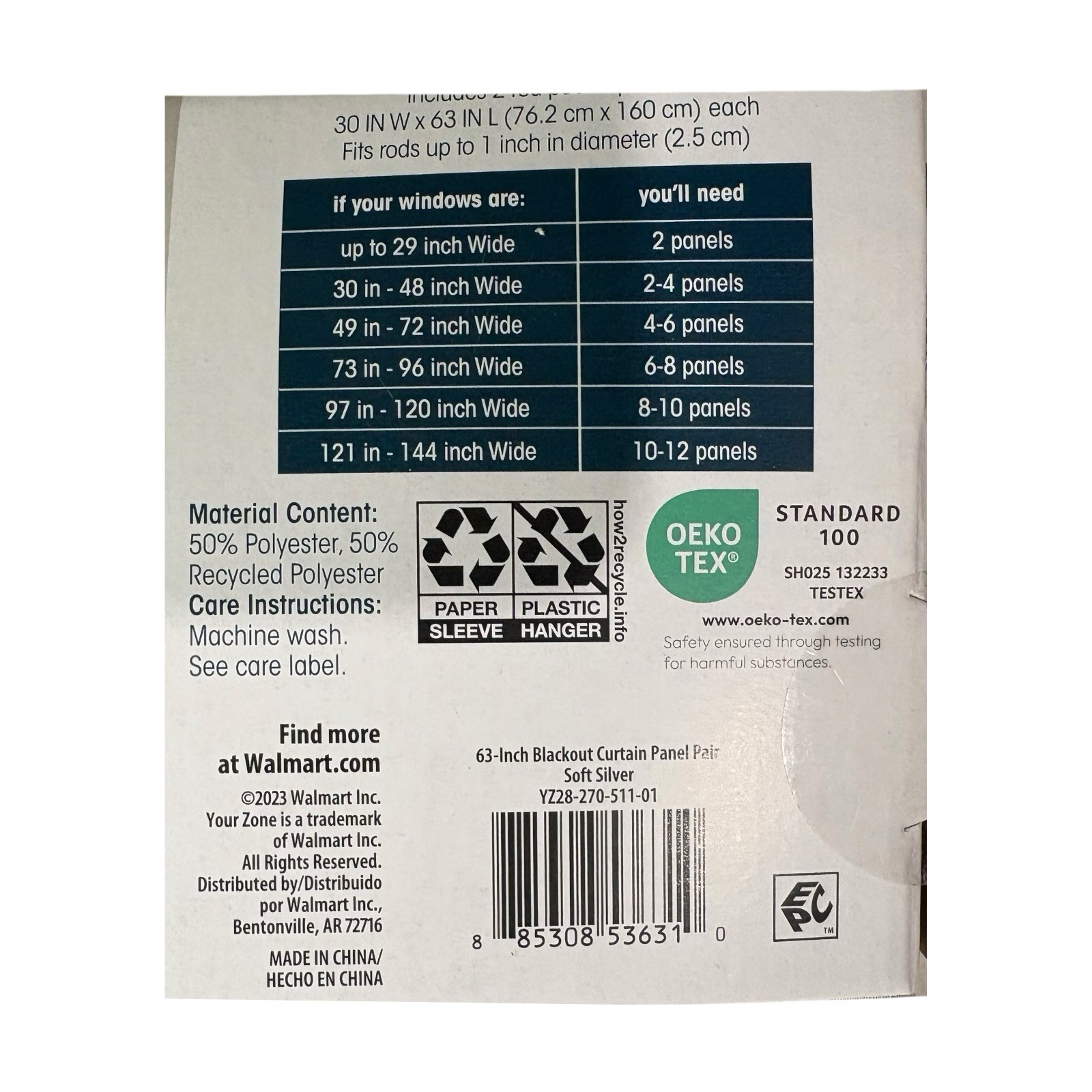 63-Inch Blackout Curtain Panel Pair, Soft Silver Gray Rod Pocket 63 x 30 in