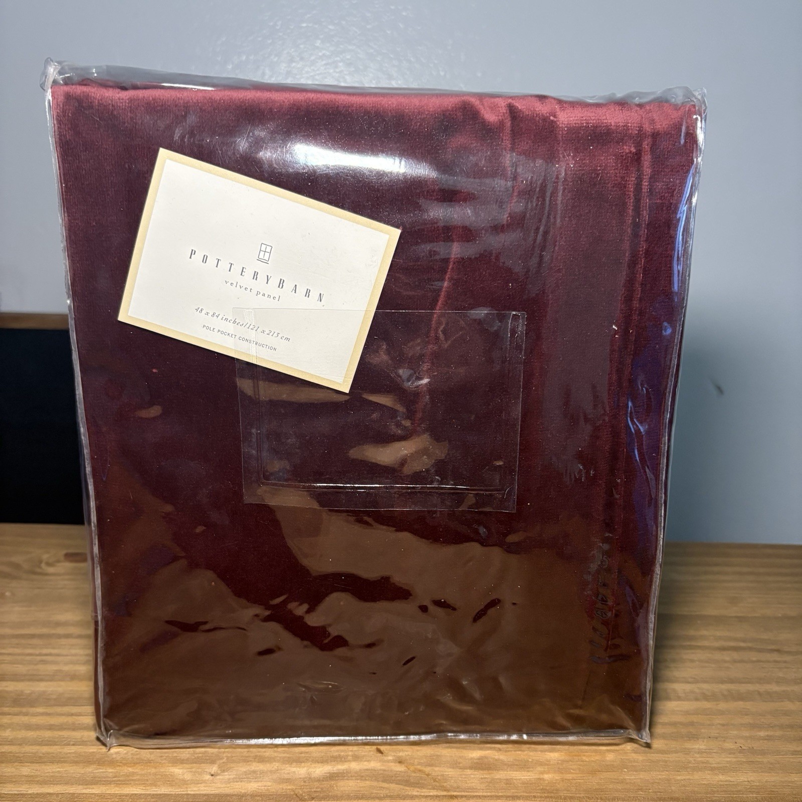 Pottery Barn Velvet Curtain Panel Wine Burgundy 48” x 84” Pole Pocket New USA