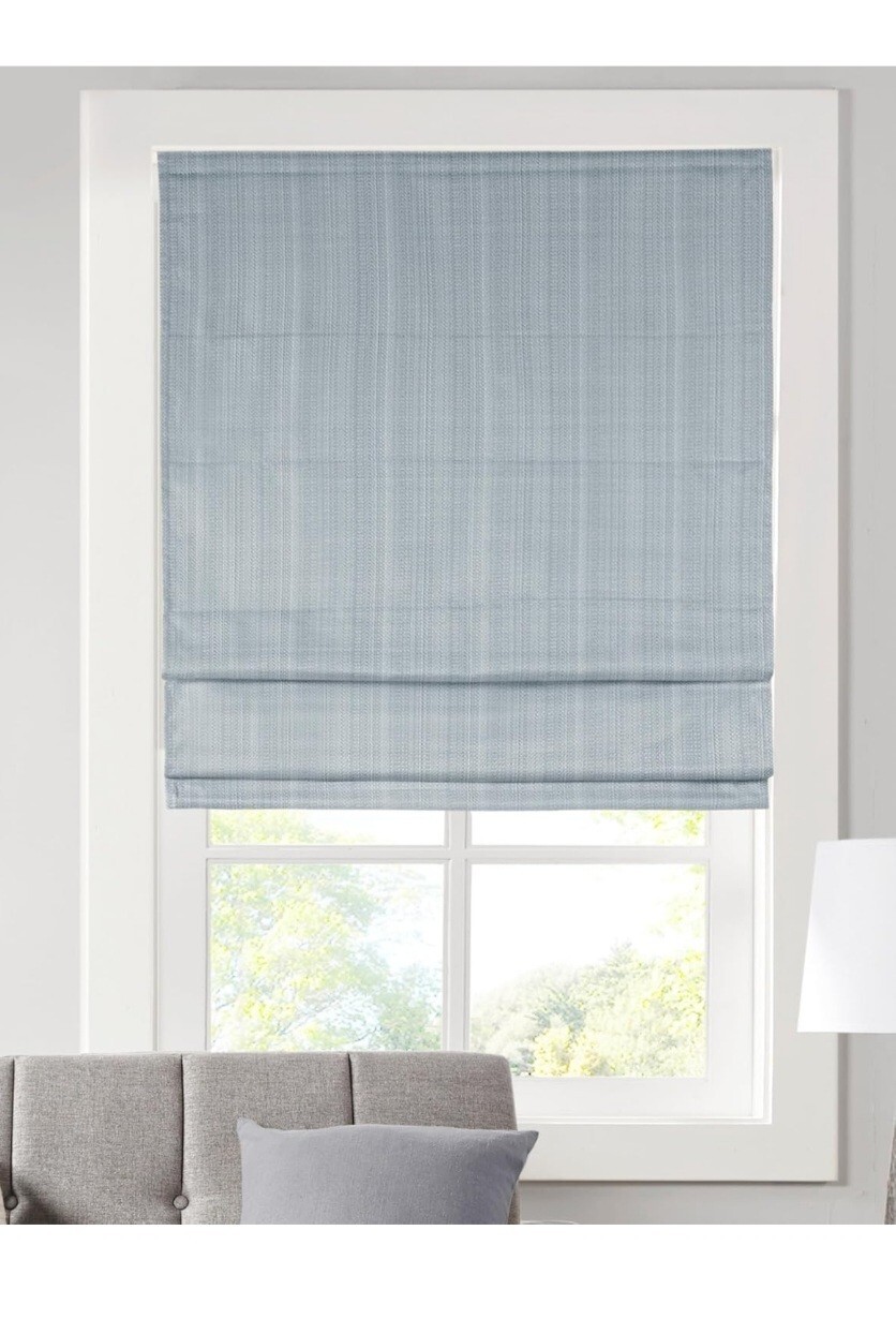 Madison Park Galen Room Darkening Basket weave Blue Cordless Roman Shade 23×64