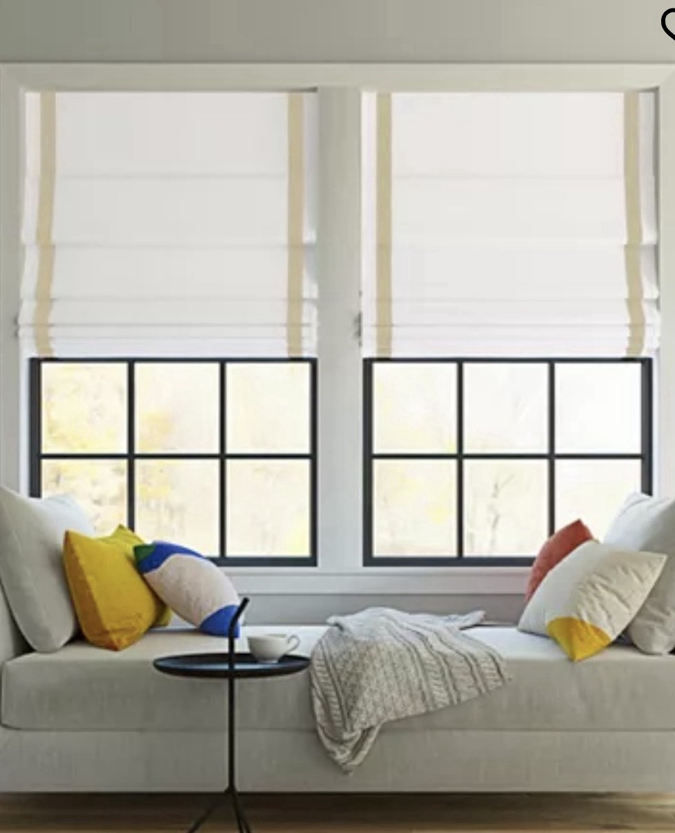 Sun Zero Olander Ribbon Border Total Blackout Cordless Roman Shade 31×64 Taupe