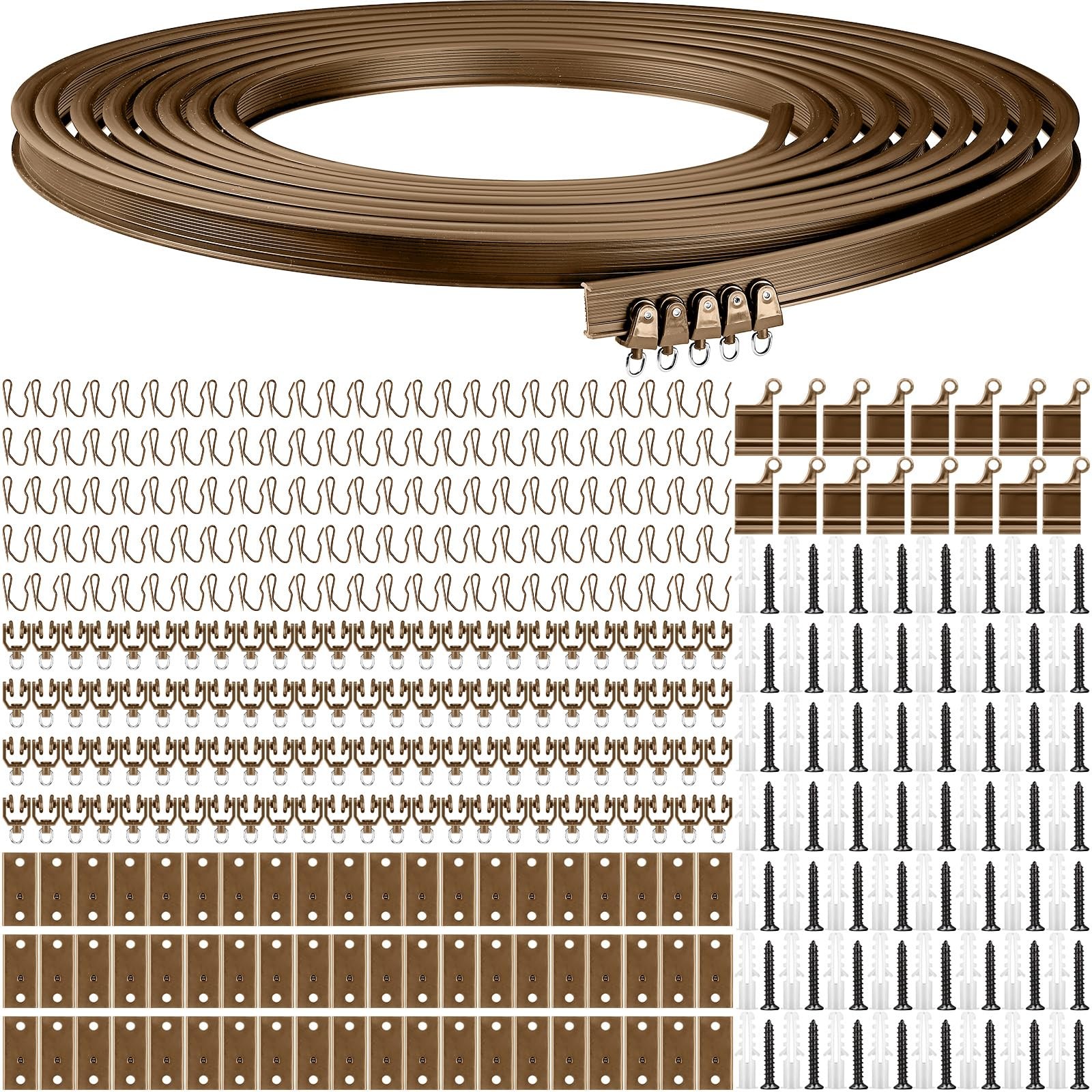 Jetec Curtain Tracks Ceiling Flexible Curtain Track Bendable Rail Curved Wall