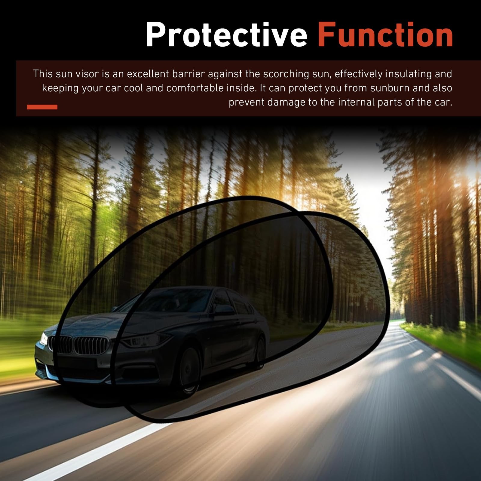 2PCS Car Window Shades with Suction Cups Sun Protection for Kids Pets 25.6″x15″