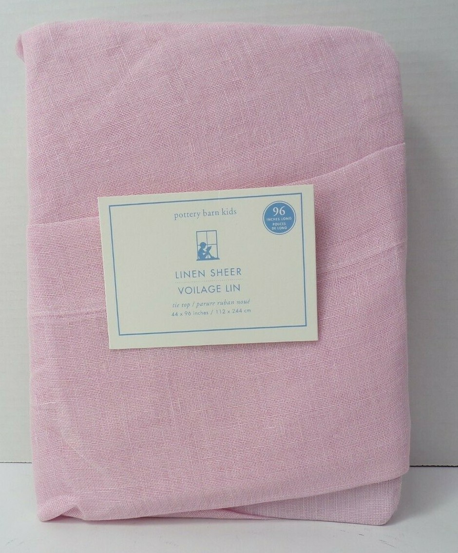 Pottery Barn Kids Soft Linen Sheer Drape Panel Curtain 44x 96″ Pink #8724P
