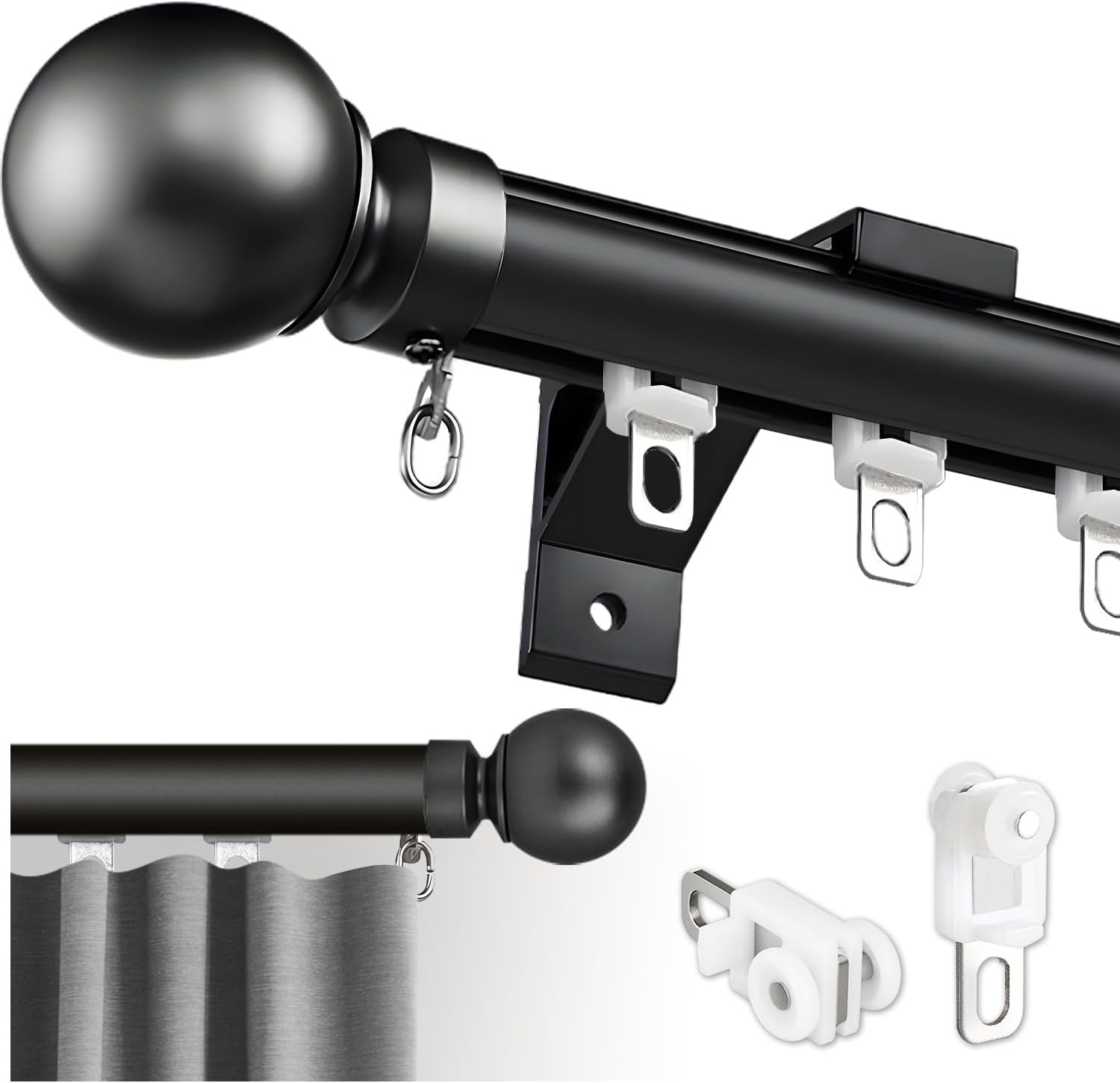 Single Curtain Track for Windows, Wall Mounted Heavy Duty Curtain Rail with
