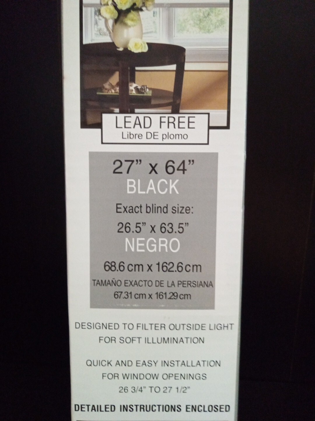 Light Filtering Mini Blinds Top Care Home Products 27″ X 64″ Black ~ #83