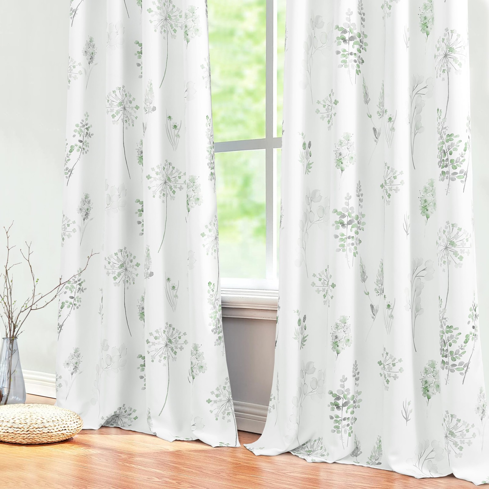 XTMYI Sage Green Curtains 90 Inches Long for Living Room,80% Blackout Room Da…