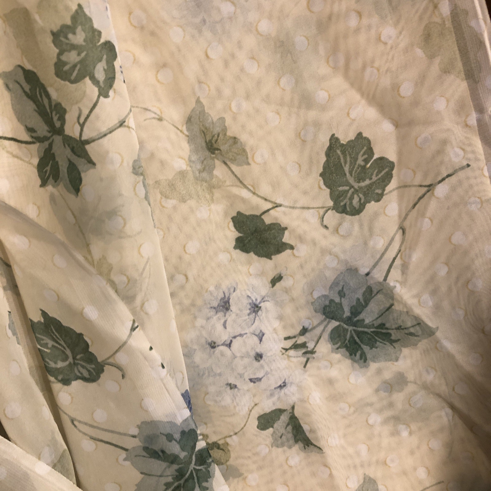 Waverly Semi Sheer Blossom Hill Hydrangea Panel Pair Yellow Blue Dots 58×63