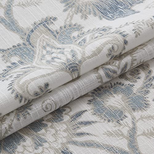 Backtab Rod Pocket Jacobean Floral Semi 52″W x 84″L (Pack of 2) Blue Grey