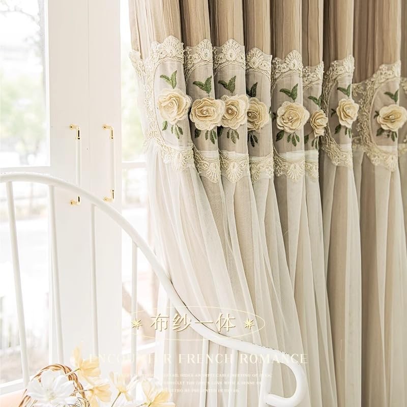 1PC Cloth and Yarn Integration Curtains,Home Curtains Blackout,Suitable for b…