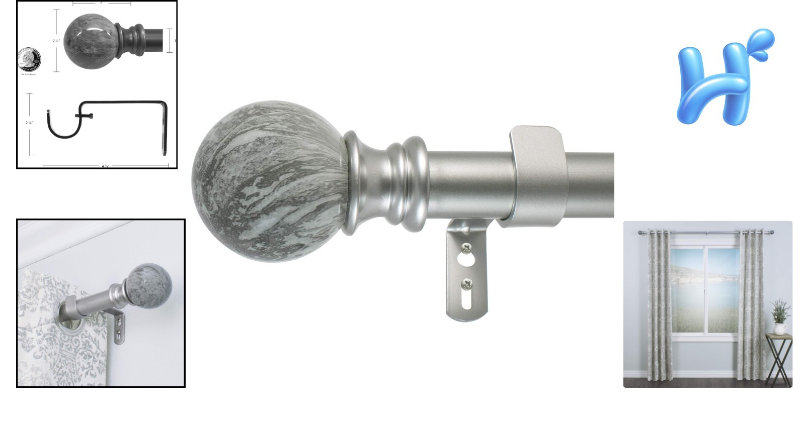 Antique Silver Single Curtain Rod Set, 72-144 Inches – Stylish & Durable