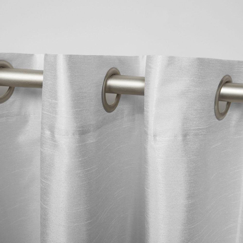 Chateau Navy/Grey Stripe Light Filtering Grommet Top Curtain, 54 In. W X 96 In.