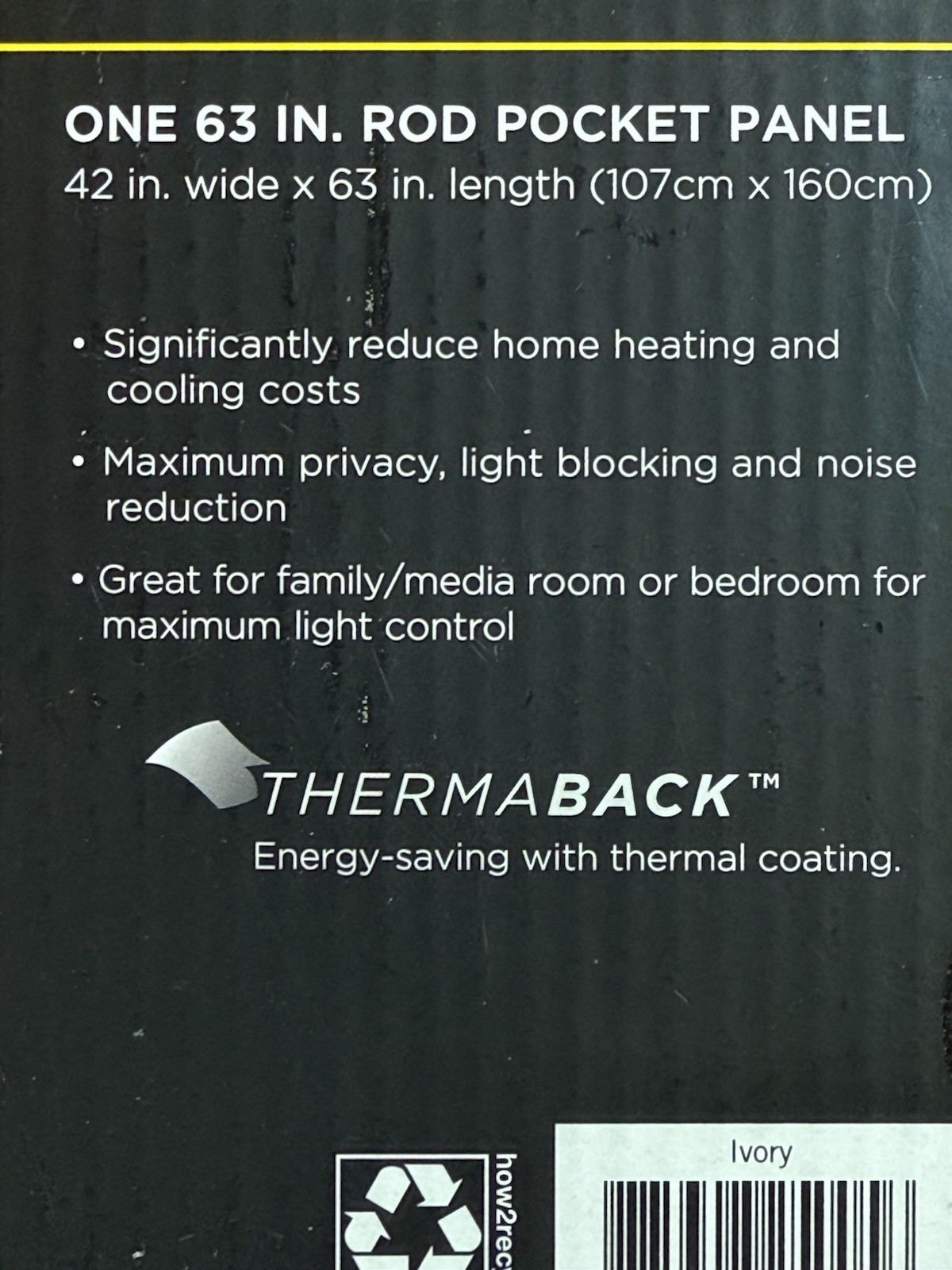 Eclipse Samara Blackout Energy-Efficient Thermal Curtain Panel, 42″ x 63″ Ivory