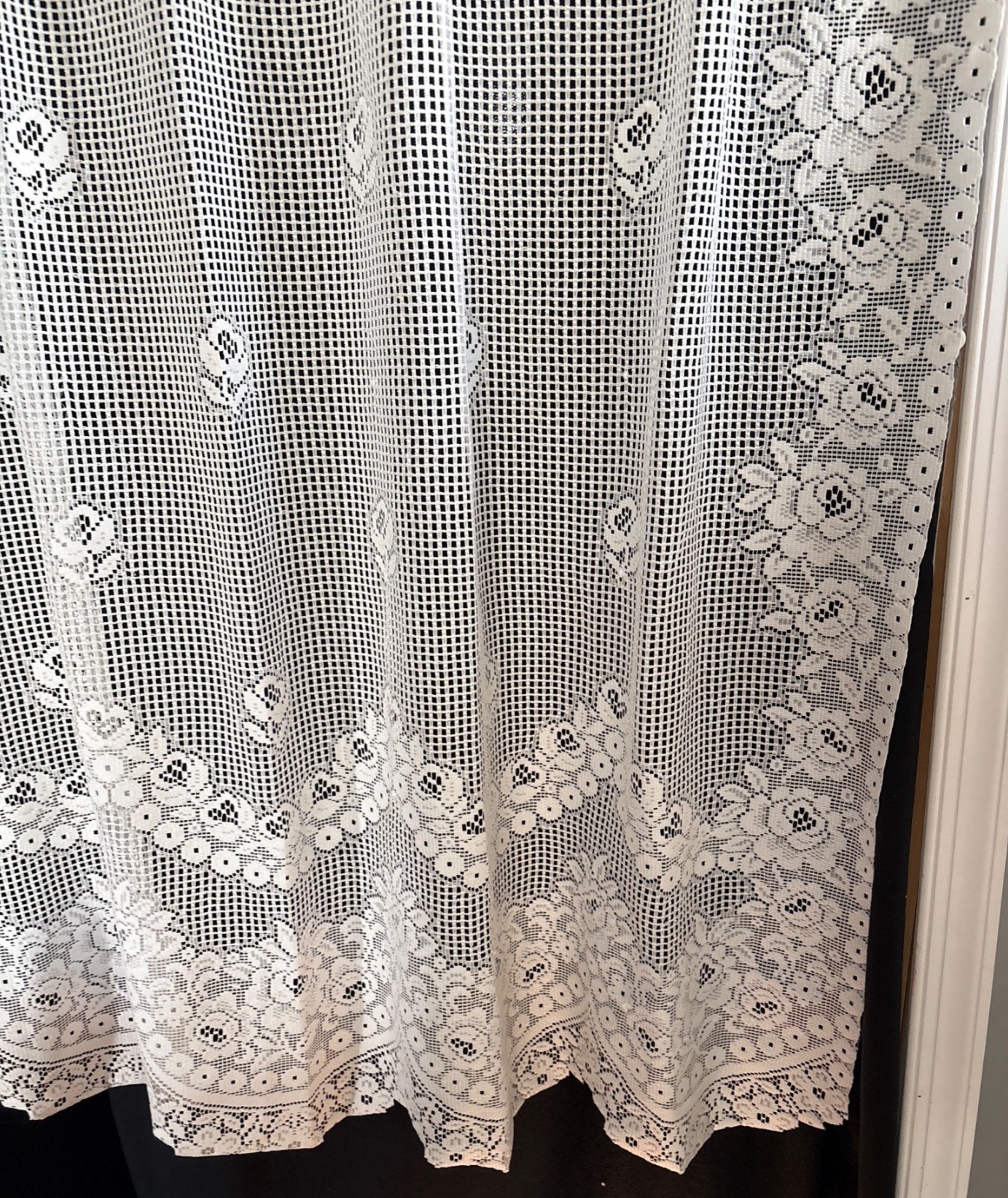 Elegant White Lace Curtain Floral Design 60″ W x 56″ L