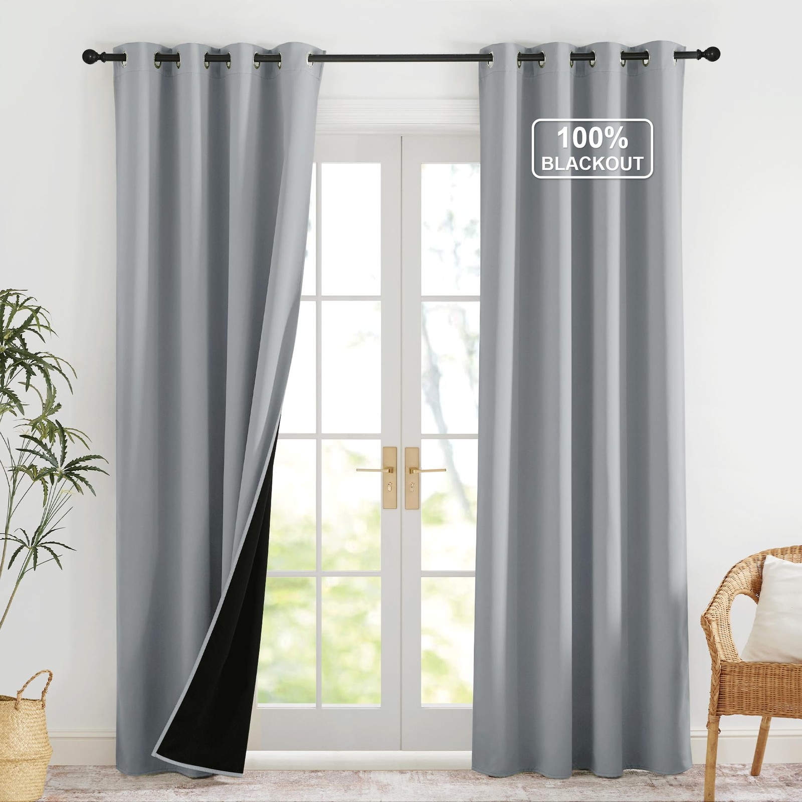 Grey Blackout Curtains for Bedroom 52 X 84 Inch Long 2 Panels Set Light Room …