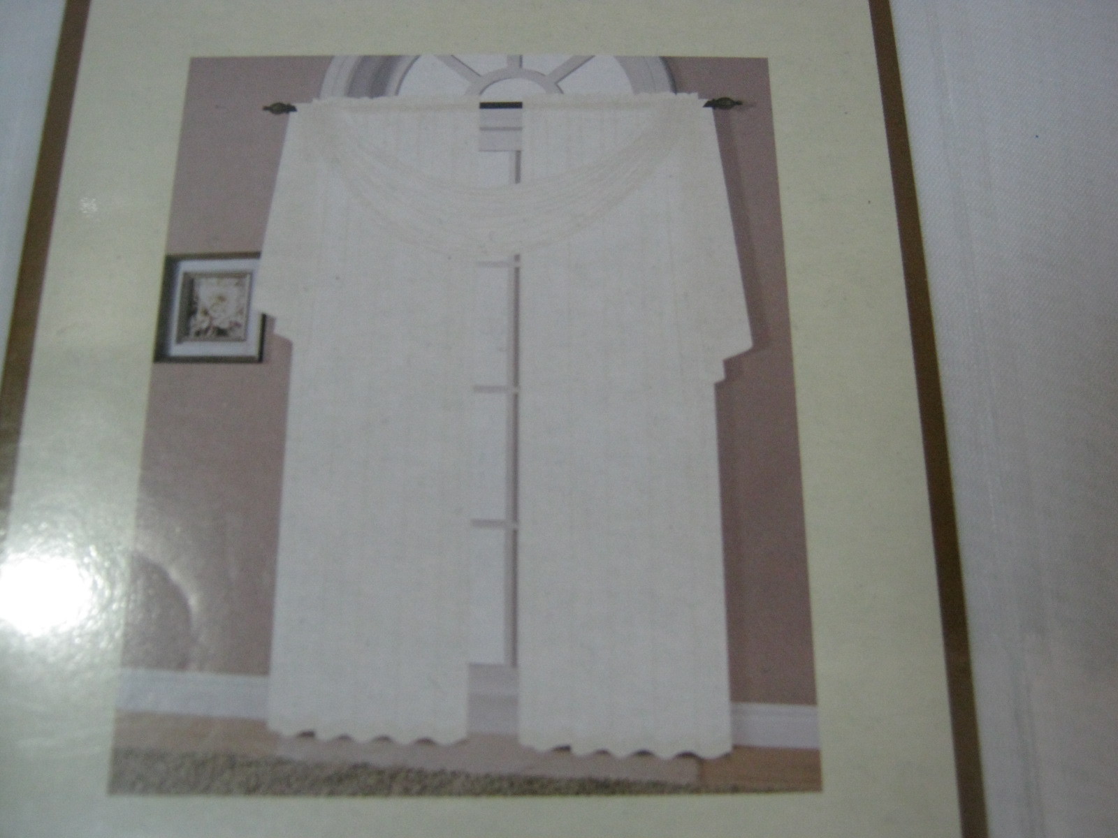 NEW Beatrice Solid Voile 2 (60×84) Panels and 1 Scarf 40×144 Set – White NIP