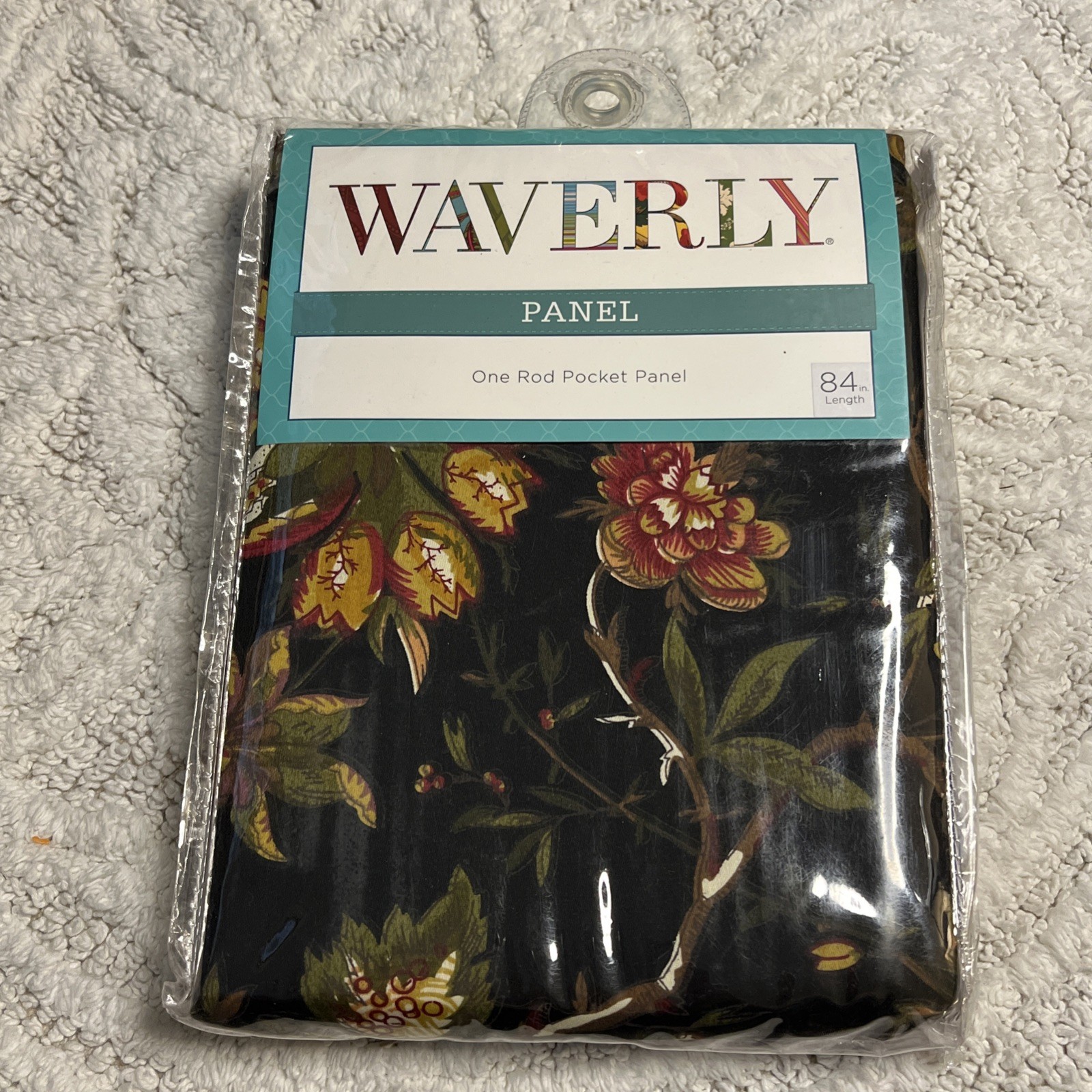 Waverly Felicite Noir Black Floral Window Panel or Material 100% Cotton 50″x84″