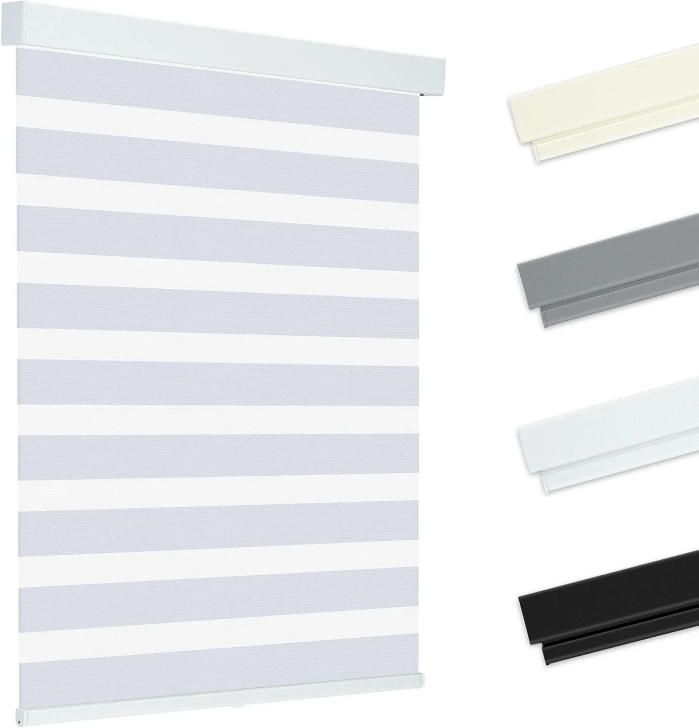 Cordless Zebra Blinds 46″ W x 48″ H White Dual Layer Day and Night Shades