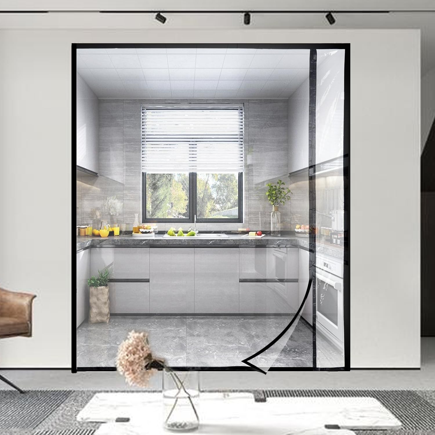 Transparent Reversible Left or Right Side Opening Insulated Door Curtain,