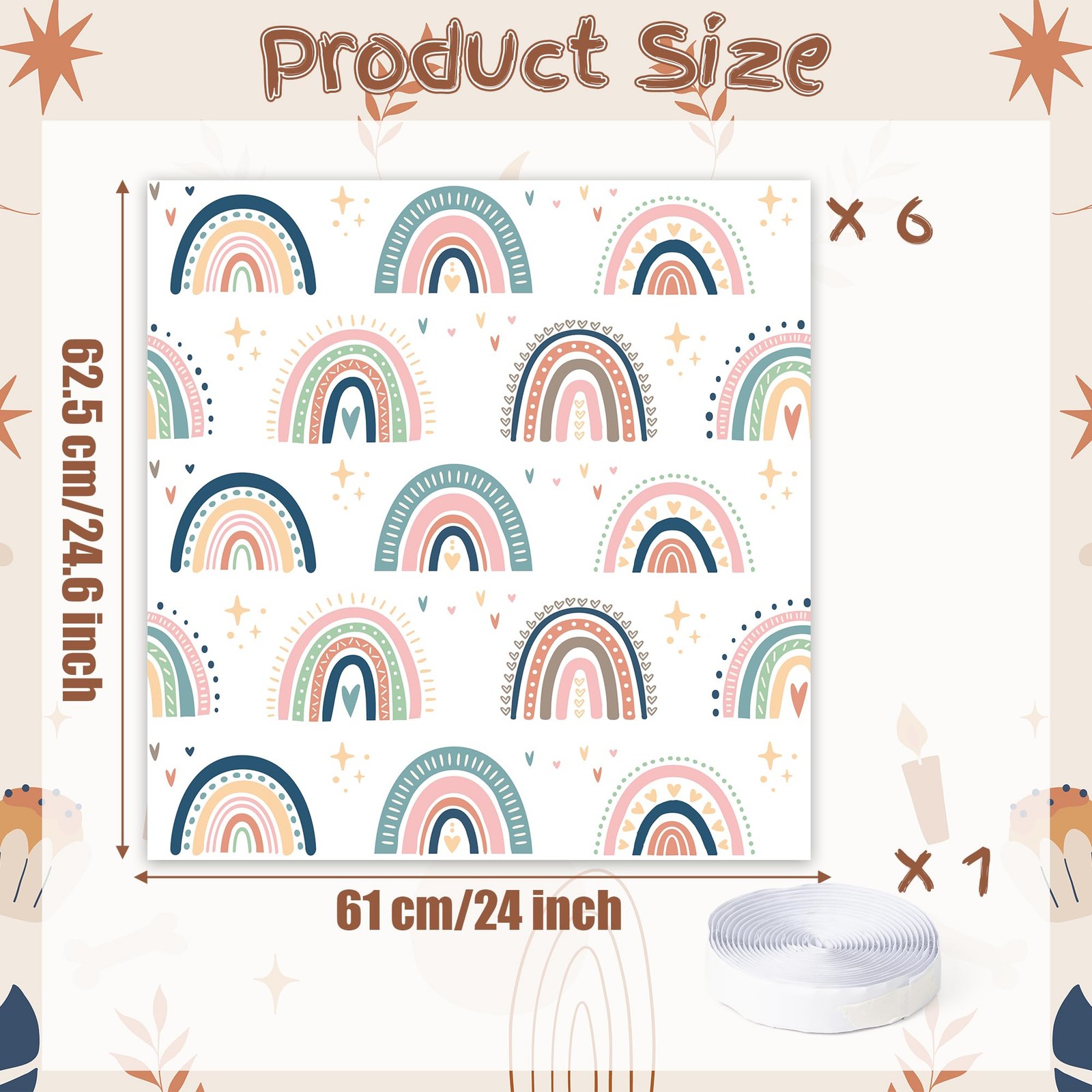 Washable Classroom Cabinet Curtains Set – 6Pcs 24 x 24.6 Inch Rainbow Hook & …