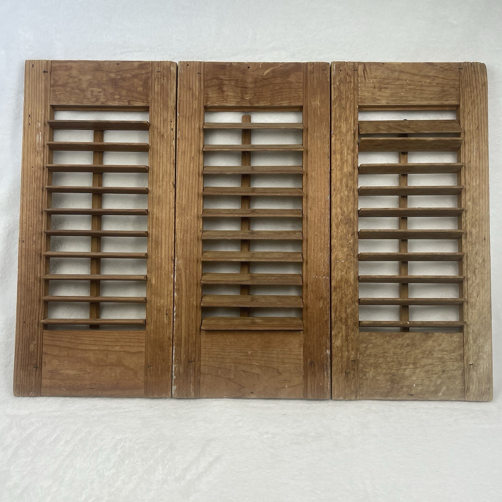 Vintage Wood Shutter Wall Decor 3 Panel Louvered Folding Farmhouse Cottage