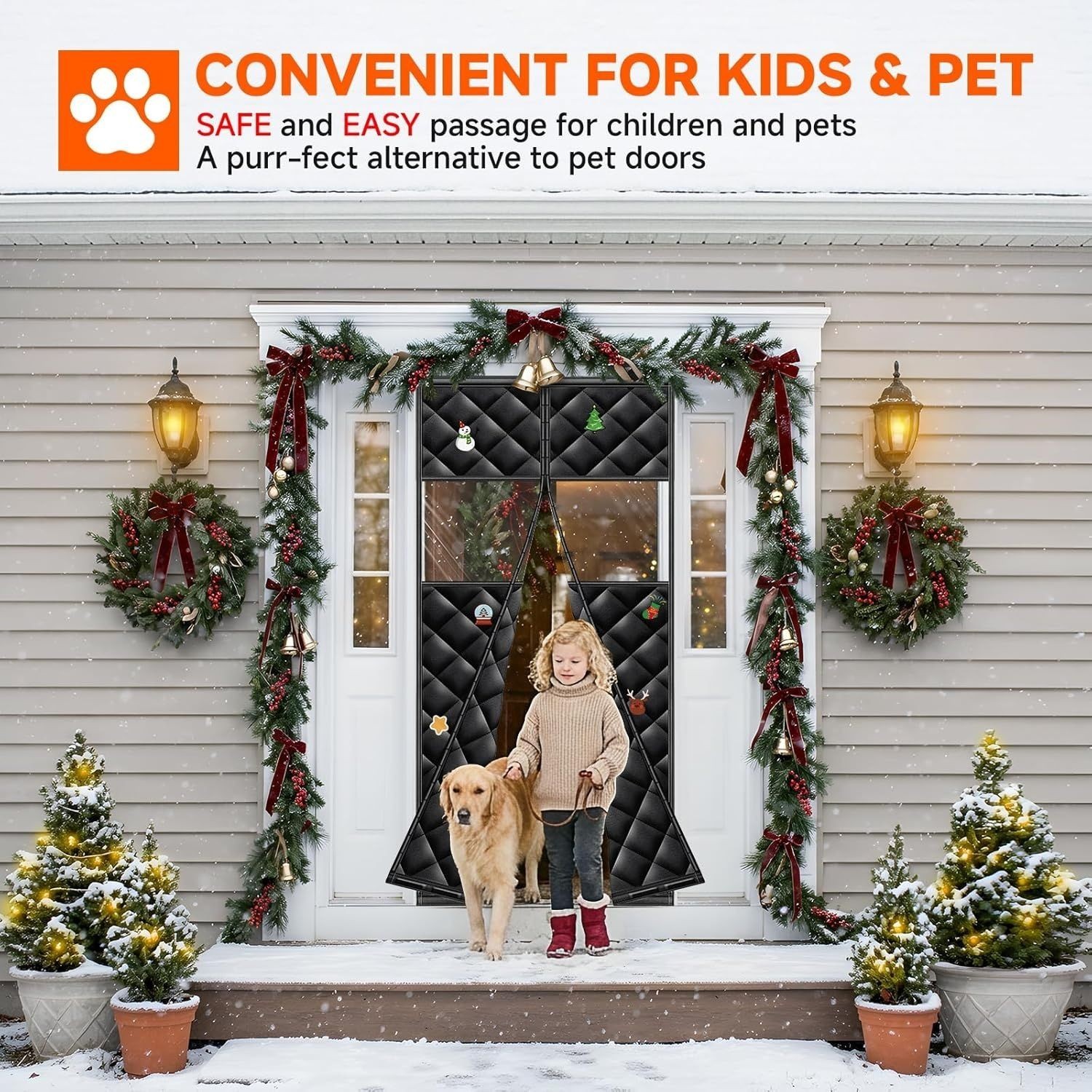 Upgraded Magnetic Thermal Insulated Door Curtain, Fit Door Size 36×80 in
