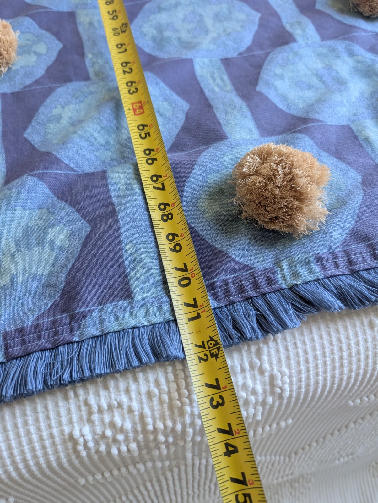 Opalhouse Jungalow Blue Pompom Buttonhole Top Shower Curtain Size 72″X68