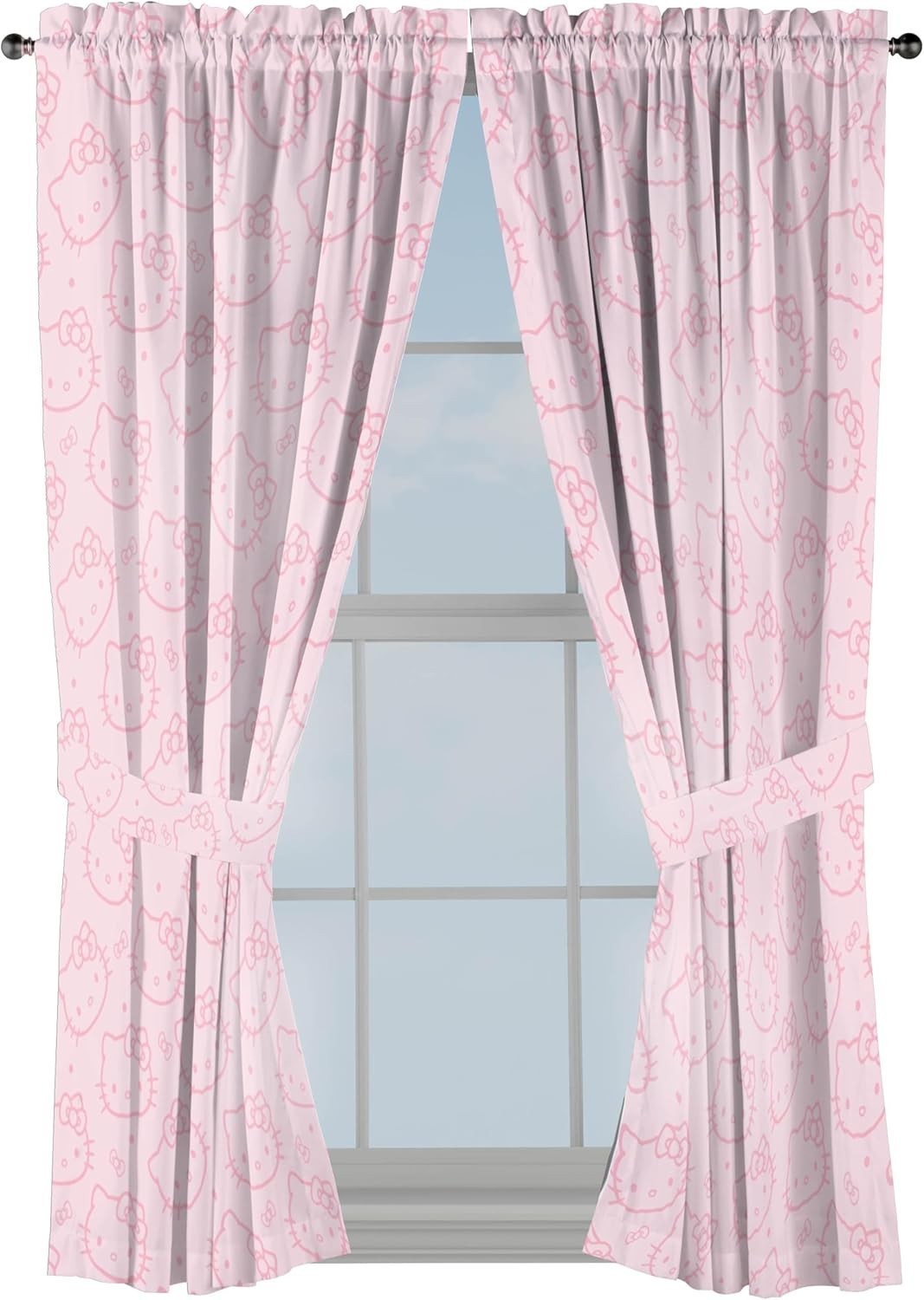 Window Curtains for Bedroom 4-Piece Drape Set with 2 Tiebacks, Pink – Hello K…