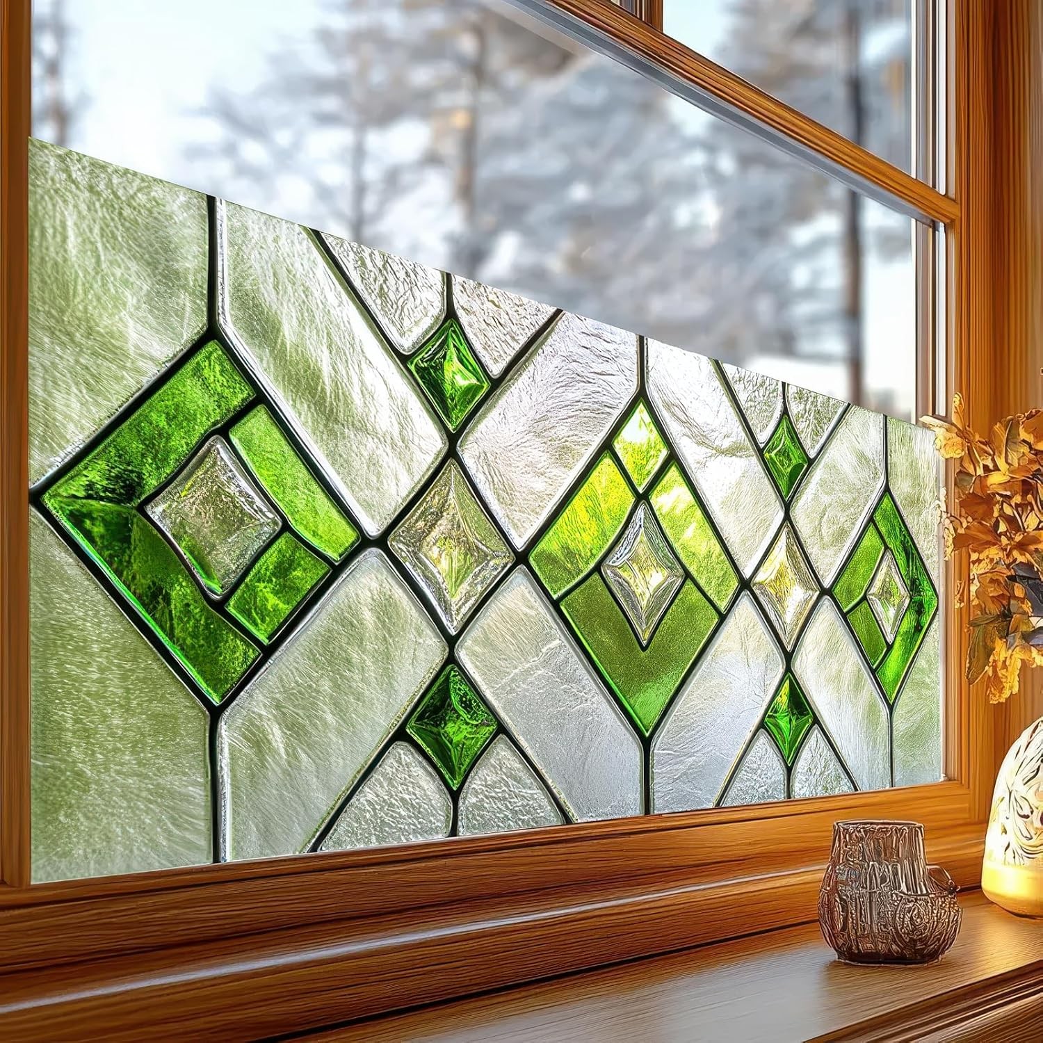 Rainbow Stained Glass Window Film 39.3×17.7in Privacy DIY Home Decor Decals