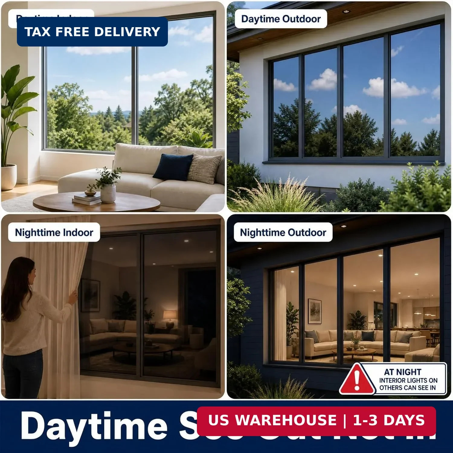 FILMGOO One Way Window Privacy Film – Window Tint for Home Daytime Privacy Mirro