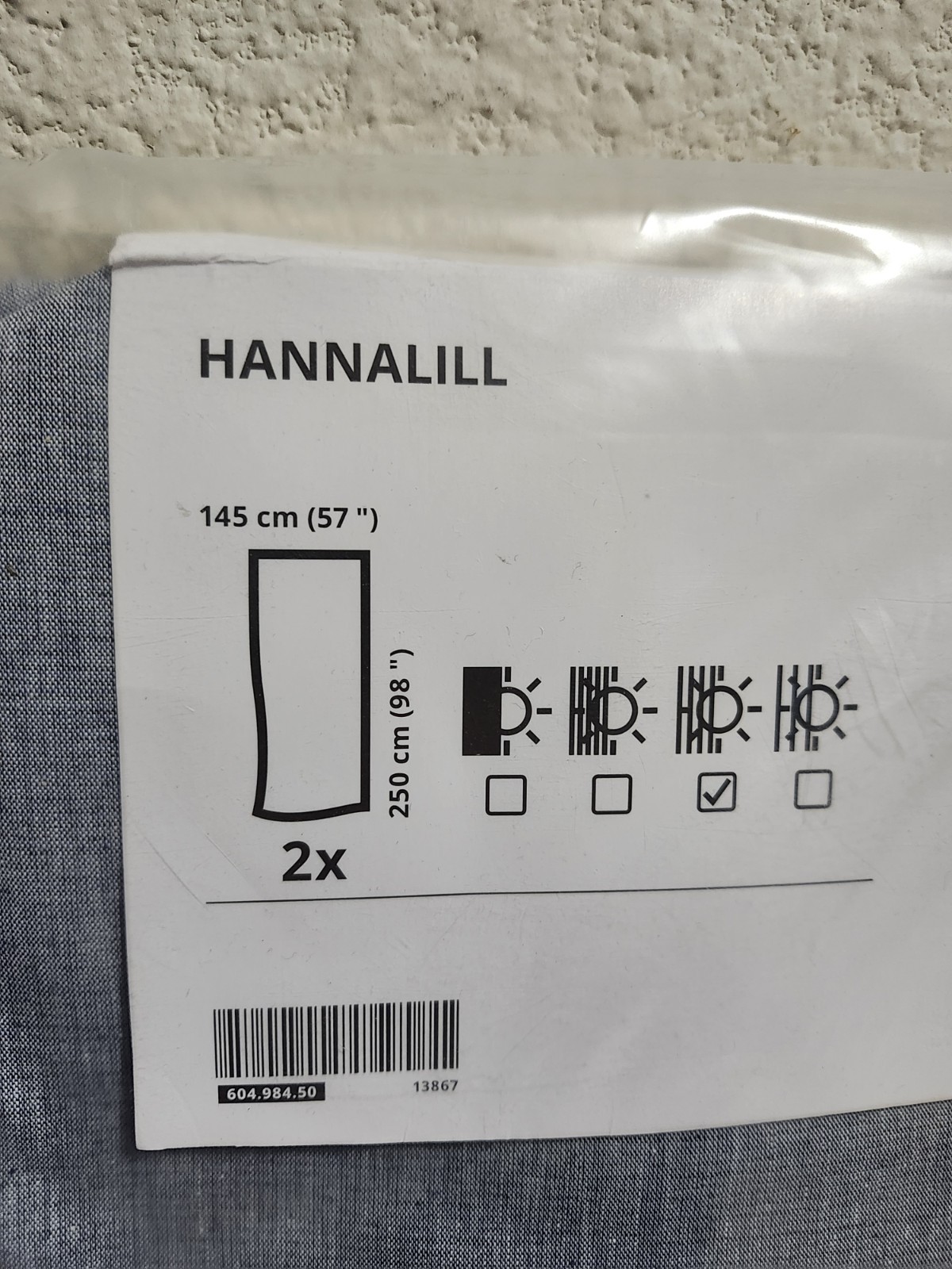 NEW IKEA HANNALILL CURTAINS 1 SET 2 PANELS BLUE GRAY 57″x98″ 100% COTTON