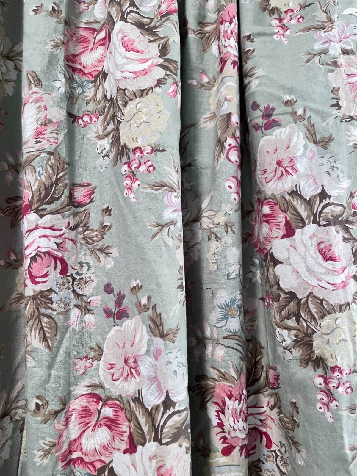 JC Penney Cabbage Rose Cottage Floral Light Filtering Lined Rod Pocket Swags EC